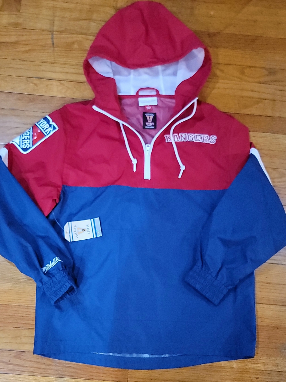 Adult Rangers Red and Blue Hooded Windbreaker Jacket